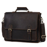 Luxury Pure Handmade Crazy Horse Leather Business Briefcase Casual 15" Inch Laptop Bag Big
