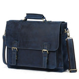Luxury Pure Handmade Crazy Horse Leather Business Briefcase Casual 15" Inch Laptop Bag Big