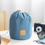 Portable Travel Barrel Carry Case Large Cosmetic Bags Makeup Toiletry Storage Bag With Drawstring