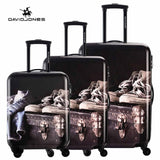 Davidjones Wheel Travel Suitcase Trolley Bag Spinner Large Women Rolling Luggage Bag Girl Vintage
