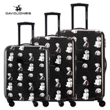 Davidjones Wheel Travel Suitcase Trolley Bag Spinner Large Women Rolling Luggage Bag Girl Vintage
