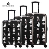 Davidjones Wheel Travel Suitcase Trolley Bag Spinner Large Women Rolling Luggage Bag Girl Vintage