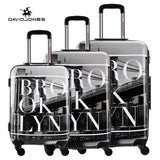 Davidjones Wheel Travel Suitcase Trolley Bag Spinner Large Women Rolling Luggage Bag Girl Vintage