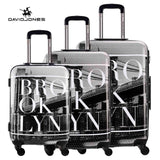 Davidjones Wheel Travel Suitcase Trolley Bag Spinner Large Women Rolling Luggage Bag Girl Vintage