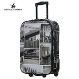 Davidjones Wheel Travel Suitcase Carry On Trolley Bag Fixed Cabin Large Luggage Bag Girl Vintage