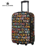 Davidjones Wheel Travel Suitcase Carry On Trolley Bag Fixed Cabin Large Luggage Bag Girl Vintage