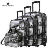 Davidjones Wheel Travel Suitcase Trolley Bag Fixed Women Large Luggage Bag Girl Vintage Rolling