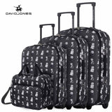 Davidjones Wheel Travel Suitcase Trolley Bag Fixed Women Large Luggage Bag Girl Vintage Rolling