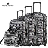 Davidjones Wheel Travel Suitcase Trolley Bag Fixed Women Large Luggage Bag Girl Vintage Rolling