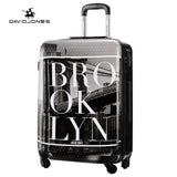 Davidjones Wheel Travel Suitcase Trolley Bag Spinner Large Women Rolling Luggage Bag Girl Vintage