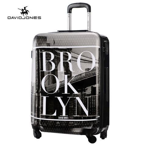 Davidjones Wheel Travel Suitcase Trolley Bag Spinner Large Women Rolling Luggage Bag Girl Vintage