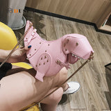 Dusun Rivet Personality Dinosaur Design Fashion Leather Crossbody Mini Messenger Bag Women Chain