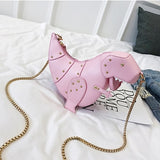 Dusun Rivet Personality Dinosaur Design Fashion Leather Crossbody Mini Messenger Bag Women Chain