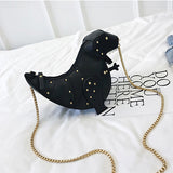 Dusun Rivet Personality Dinosaur Design Fashion Leather Crossbody Mini Messenger Bag Women Chain