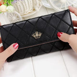 Womens Wallets And Purses Plaid Pu Leather Long Wallet Hasp Phone Bag Money Coin Pocket Card Holder