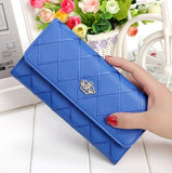 Womens Wallets And Purses Plaid Pu Leather Long Wallet Hasp Phone Bag Money Coin Pocket Card Holder