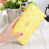 Womens Wallets And Purses Plaid Pu Leather Long Wallet Hasp Phone Bag Money Coin Pocket Card Holder