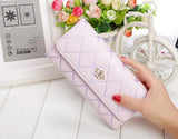 Womens Wallets And Purses Plaid Pu Leather Long Wallet Hasp Phone Bag Money Coin Pocket Card Holder