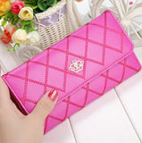 Womens Wallets And Purses Plaid Pu Leather Long Wallet Hasp Phone Bag Money Coin Pocket Card Holder