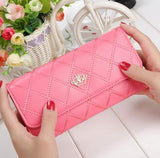 Womens Wallets And Purses Plaid Pu Leather Long Wallet Hasp Phone Bag Money Coin Pocket Card Holder