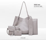 4Pcs Fashion Women'S Pu Leather Handbags Purse Shoulder Bags Casual Tassel Tote Bags