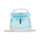 Ladies Transparent Holographic Handbag Shoulder Bag Shining Cross Body Bag With Chains