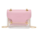 Fashion Women Brand Design Small Square Shoulder Bag Clear Transparent Pu Composite Messenger