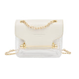 Fashion Women Brand Design Small Square Shoulder Bag Clear Transparent Pu Composite Messenger