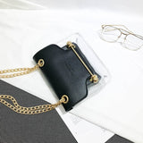 Fashion Women Brand Design Small Square Shoulder Bag Clear Transparent Pu Composite Messenger