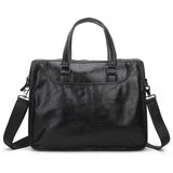 Contact'S Cow Leather Men Briefcase Black For 13.3" Laptop Male Shoulder Bag Casual Large
