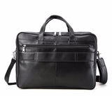 Men'S Nappa Leather Large 17" Laptop Satchel Multi Functional Briefcase Messenger Shoulder Bag