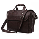 Promotion Guaranteed 100% Cowhide Leather Men Briefcase Messenger Bags Men'S Travel Bags 15.6"