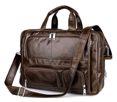 Fashion Vintage High Quality Genuine Leather Business Briefcase Men Bag Laptop Cowhide Crossbody