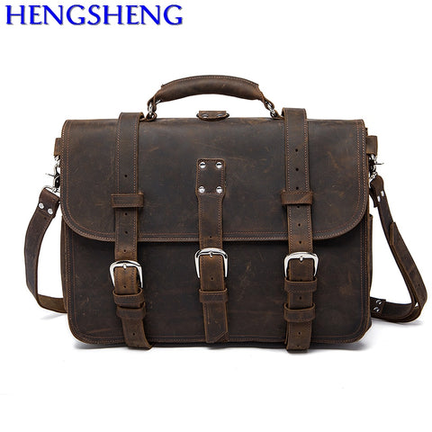 Free Shipping Vintage Genuine Men Messengers Bag With Quality Cow Leather Men Briefcase And Vintage