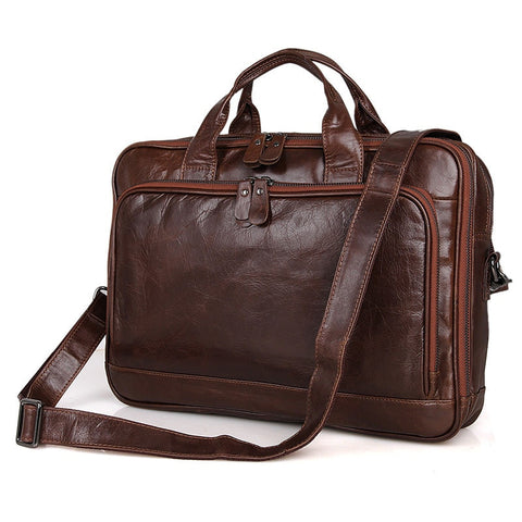 100% Cowhide Travel Large Shoulder Bag Genuine Leather Briefcase Men Office Bags Laptop
