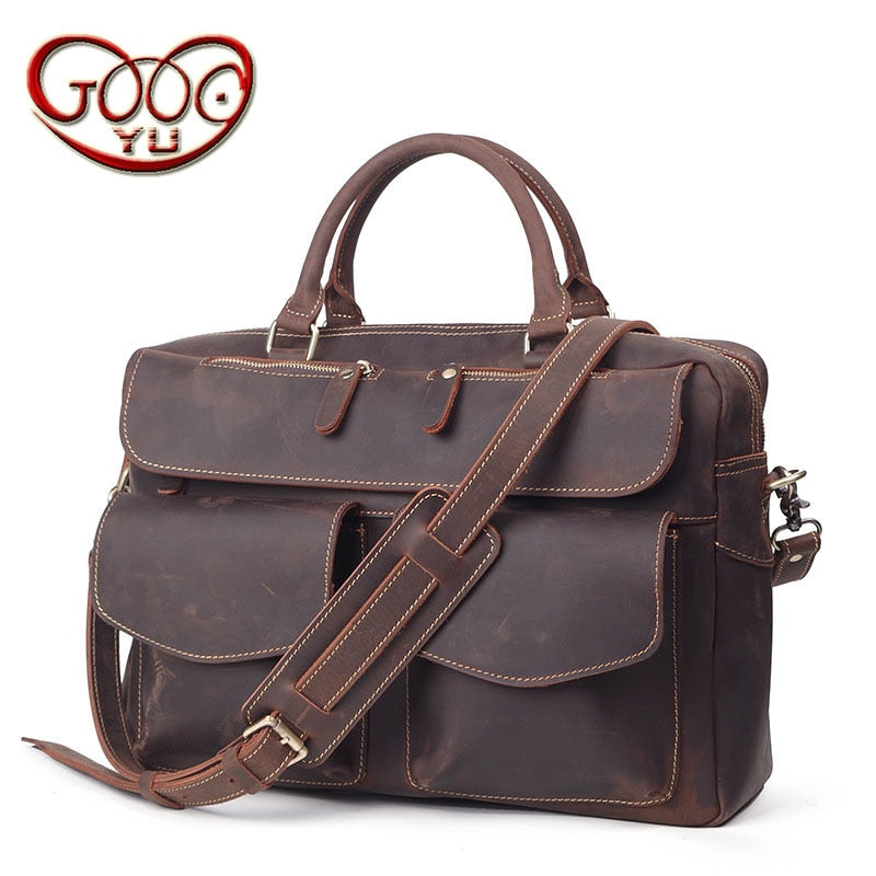 Imported First-Tier Leather Men'S Large-Capacity Laptop Bag Business ...