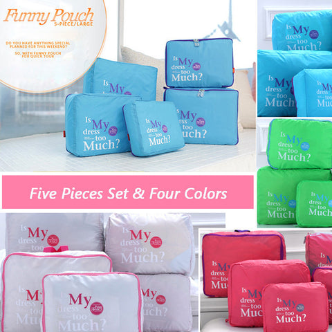 Five Pieces Set Luggage Suitcase Storage Bags Packing Travel Cubes