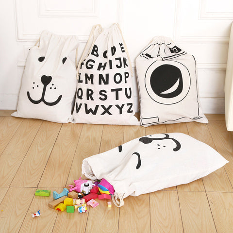Large Capacity Rope Pouches Cotton Linen Bag Drawstring  Laundry Toys Clothes Shoe Sundries Storage