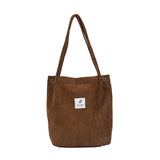 Shoulder Bag Corduroy Snap Fastener Closure Canvas Large Capacity College Style Shoulder Bag For