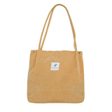 Shoulder Bag Corduroy Snap Fastener Closure Canvas Large Capacity College Style Shoulder Bag For