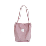 Shoulder Bag Corduroy Snap Fastener Closure Canvas Large Capacity College Style Shoulder Bag For