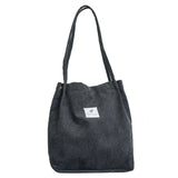 Shoulder Bag Corduroy Snap Fastener Closure Canvas Large Capacity College Style Shoulder Bag For