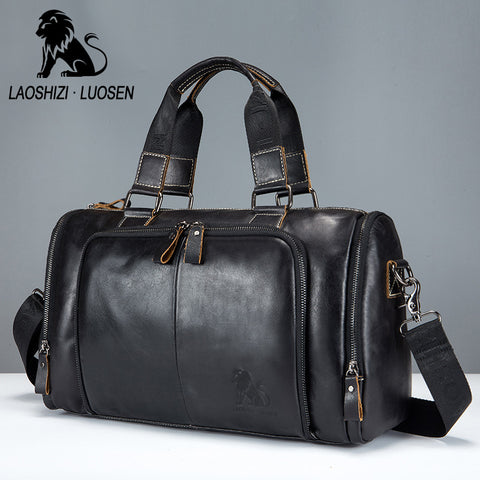 Laoshizi Luosen Men'S Genuine Leather Handbag Men Travel Bags Large Capacity Big Male Duffel