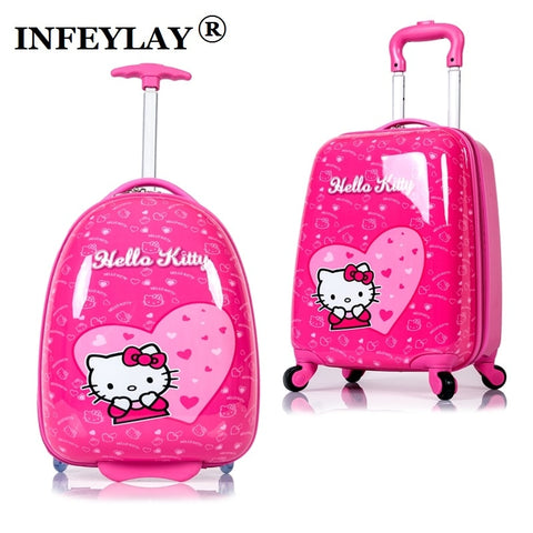 Hot Anime Girl Luggage Kids Rolling Suitcase Hello Kitty Cartoon 16/18 Inch Students Travel Trolley
