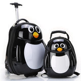 Hot 2Pcs/Set Child Anime School Bag Boy Luggage Animal 17 Inch Cartoon Rolling Suitcase Kids Travel