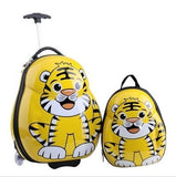Hot 2Pcs/Set Child Anime School Bag Boy Luggage Animal 17 Inch Cartoon Rolling Suitcase Kids Travel