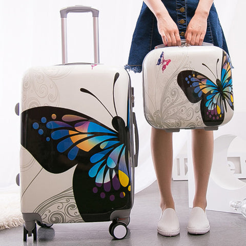 Rolling Luggage Set With Handbag,Women Travel Suitcase Bag With Cosmetic Bag,20"24"Inch Wheel