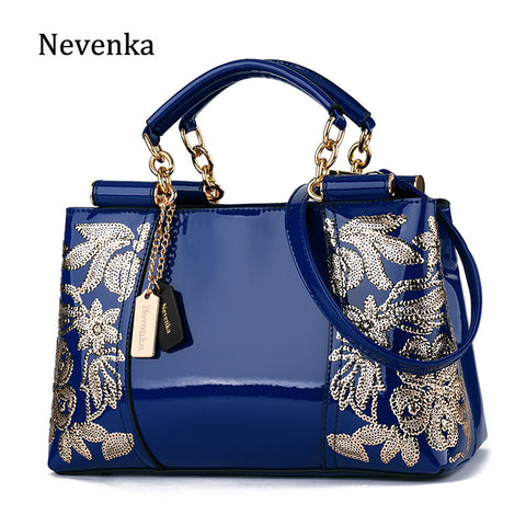 Nevenka Luxury Evening Bags Women Leather Handbag Embroidery Shoulder Bags Female Purses And