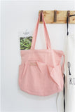 Summer Thin Cotton Canvas Drawstring Eco Shopping Tote Shoulder Bag Big Outer Pocket G01