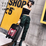 Carrylove Fashion High Quality For Short Trips 18 Inch Size  Pu Rolling Luggage Spinner Brand